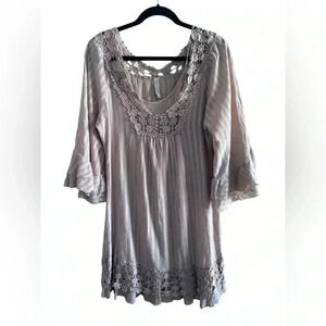 Maria Reno Embroidered Tunic Dress Size S